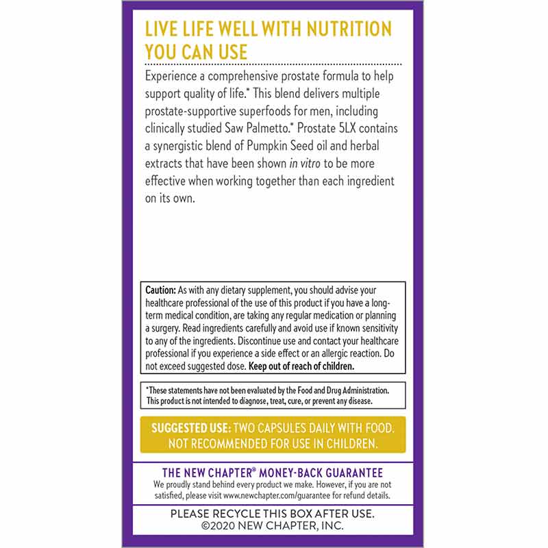 Prostate 5LX, 120 Veg Capsules, by New Chapter, image #3