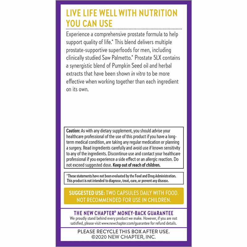 Prostate 5LX, 180 Veg Capsules, by New Chapter, image #3