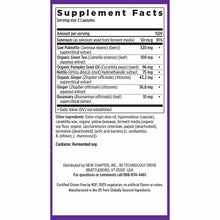 Supplement Facts label for Prostate 5LX showing serving size, ingredient list including Saw Palmetto and Pumpkin Seed Oil, an