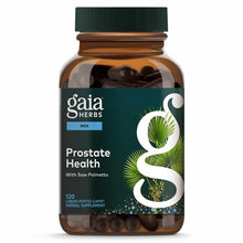 Gaia Herbs Prostate Health supplement bottle with green cap containing 120 dark liquid phyto-caps.