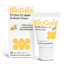 BioGaia Protectis Baby Probiotic Drops box and tube with yellow branding and white cap dispenser.