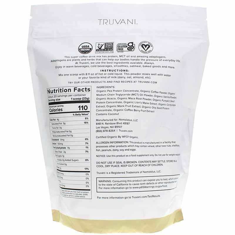 Protein + Energy, Vanilla Latte, by Truvani, image #2