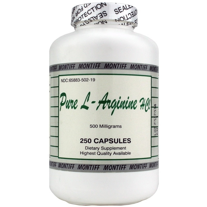 Pure L-Arginine HCl 500 Mg, 250 Capsules, by Montiff