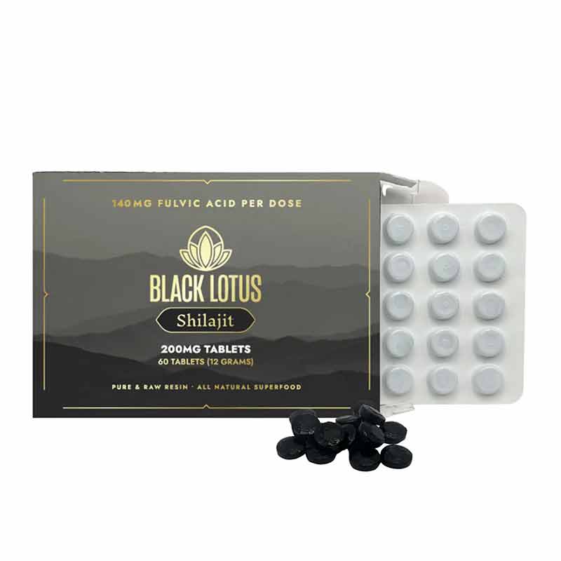 Pure Raw Shilajit Tablets, 60 Tablets, by Black Lotus Shilajit