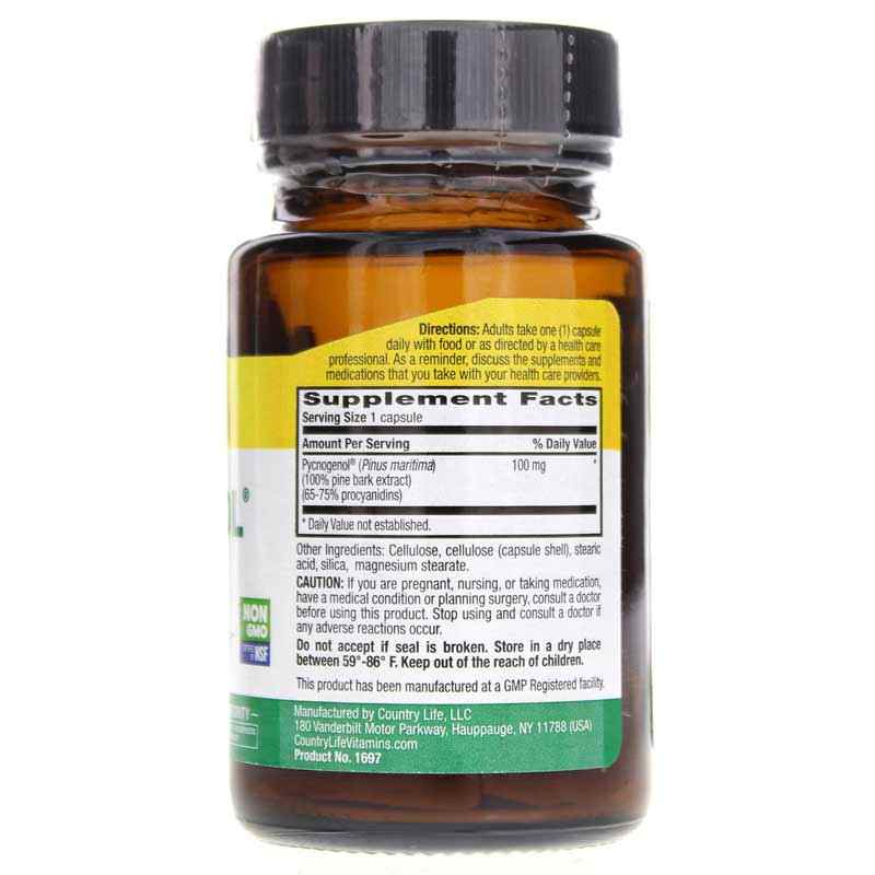 Pycnogenol 100 Mg, 30 Vegan Capsules, by Country Life, image #2