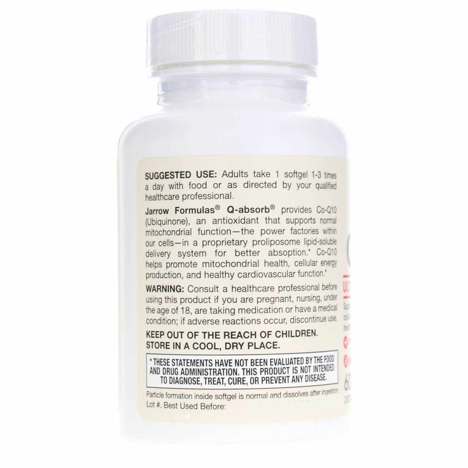 Q-Absorb Co-Q10 100 Mg, 60 Softgels, by Jarrow Formulas, image #3