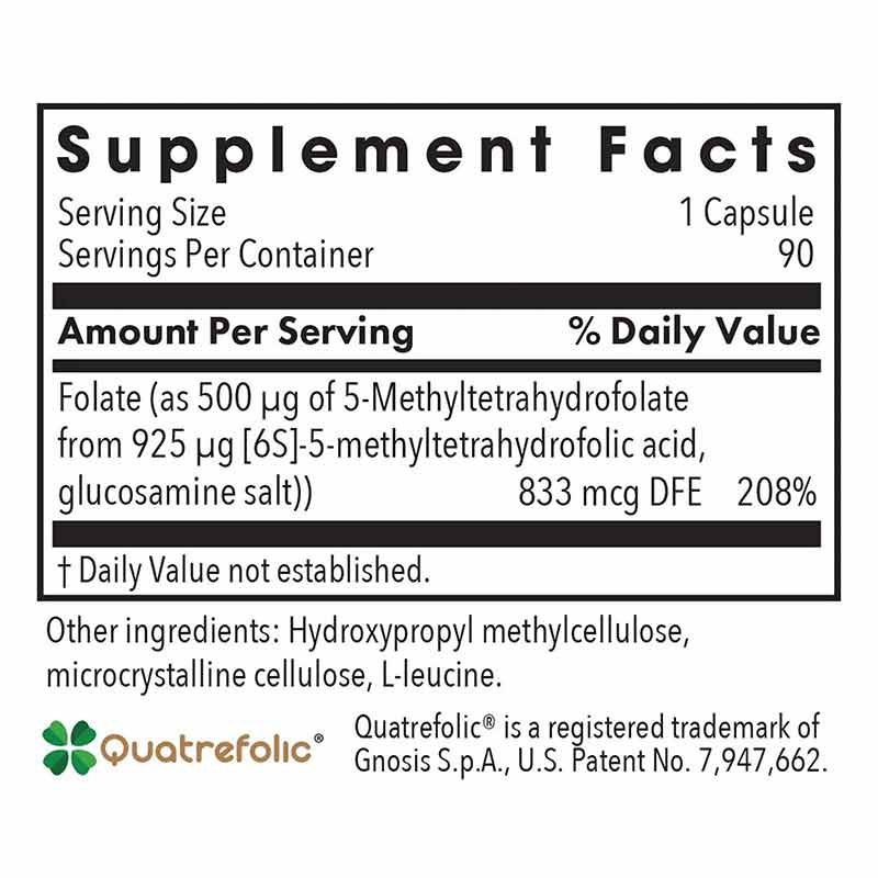 QuatreActiv Folate 4th Generation 5-MTHF, by Allergy Research Group, image #2