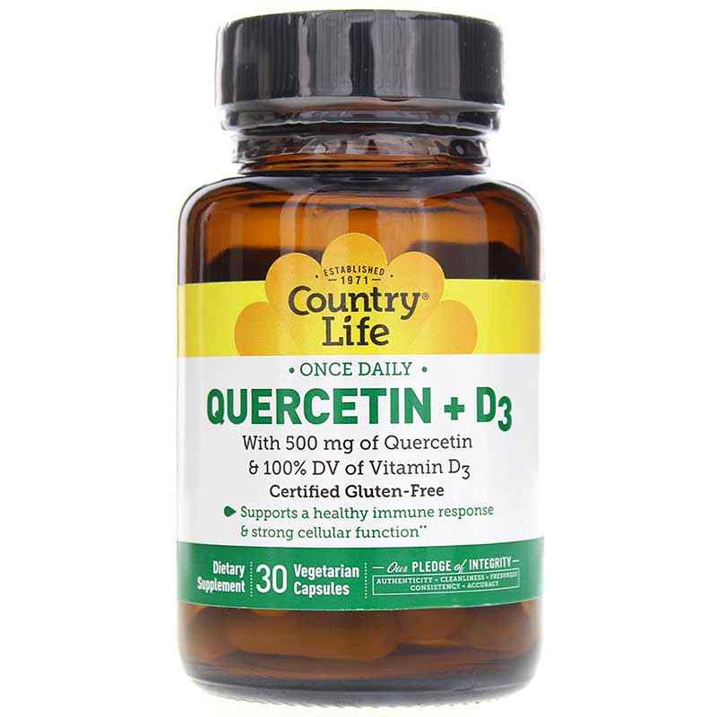 Quercetin+ D3, 30 Veg Capsules, by Country Life