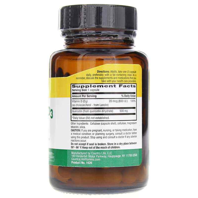 Quercetin+ D3, 30 Veg Capsules, by Country Life, image #2