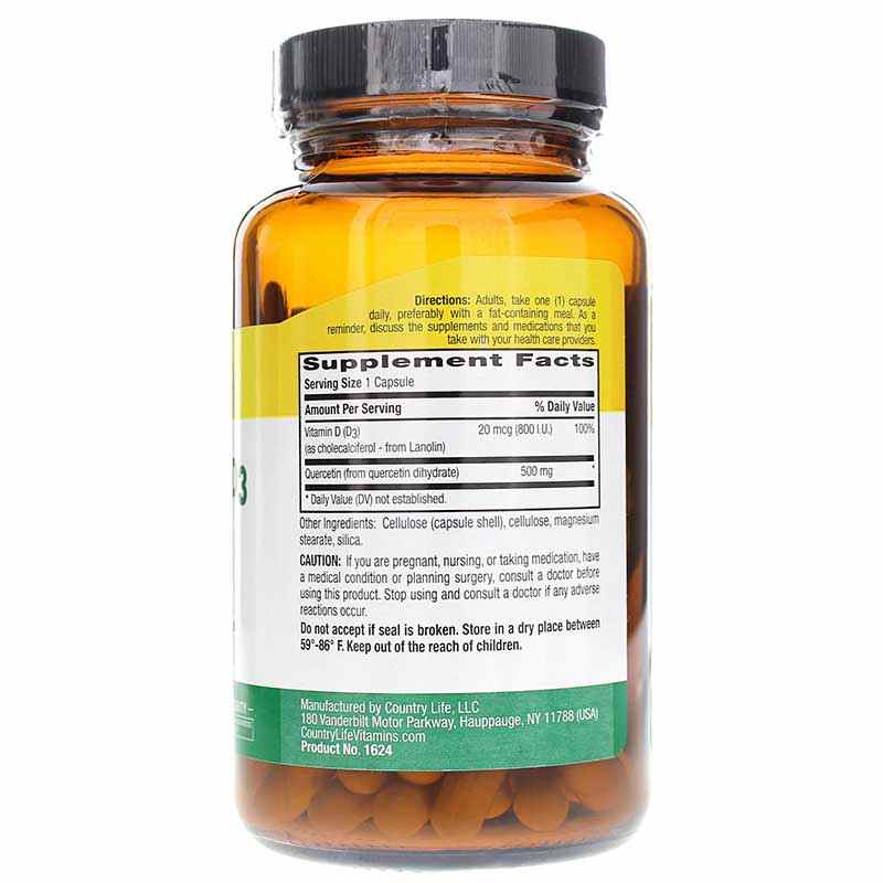 Quercetin+ D3, 90 Veg Capsules, by Country Life, image #2