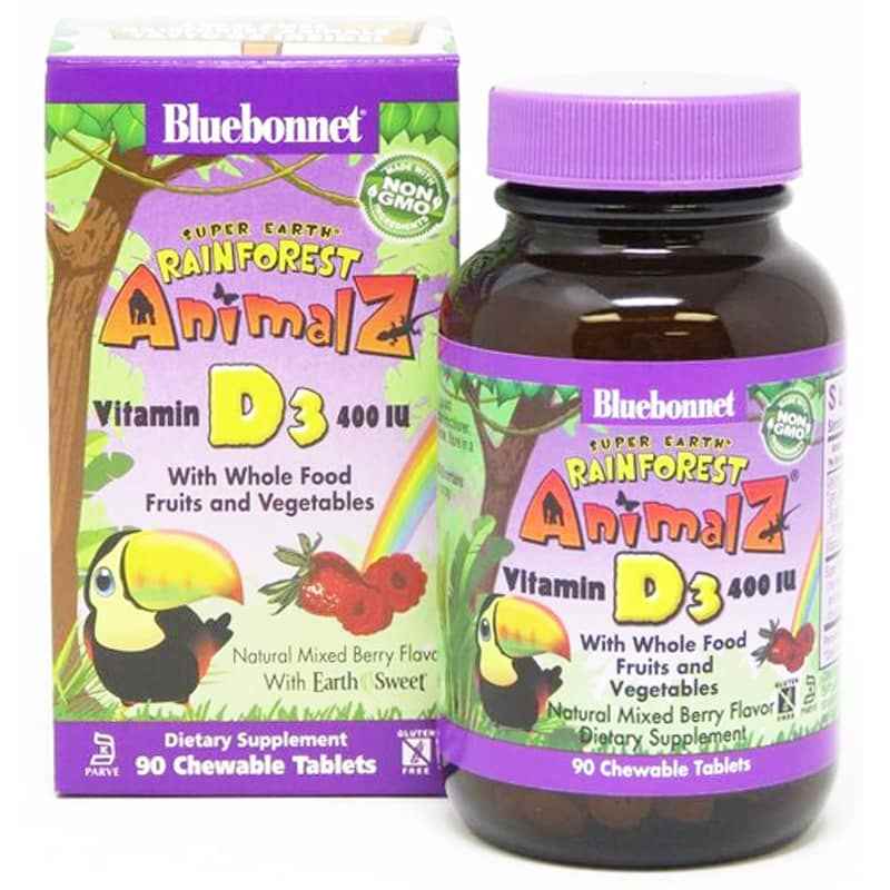 RainForest AnimalZ Vitamin D3 400 IU, by Bluebonnet