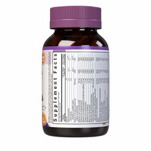 Brown glass bottle with purple screw-on cap and white label showing supplement facts for children's multivitamin.