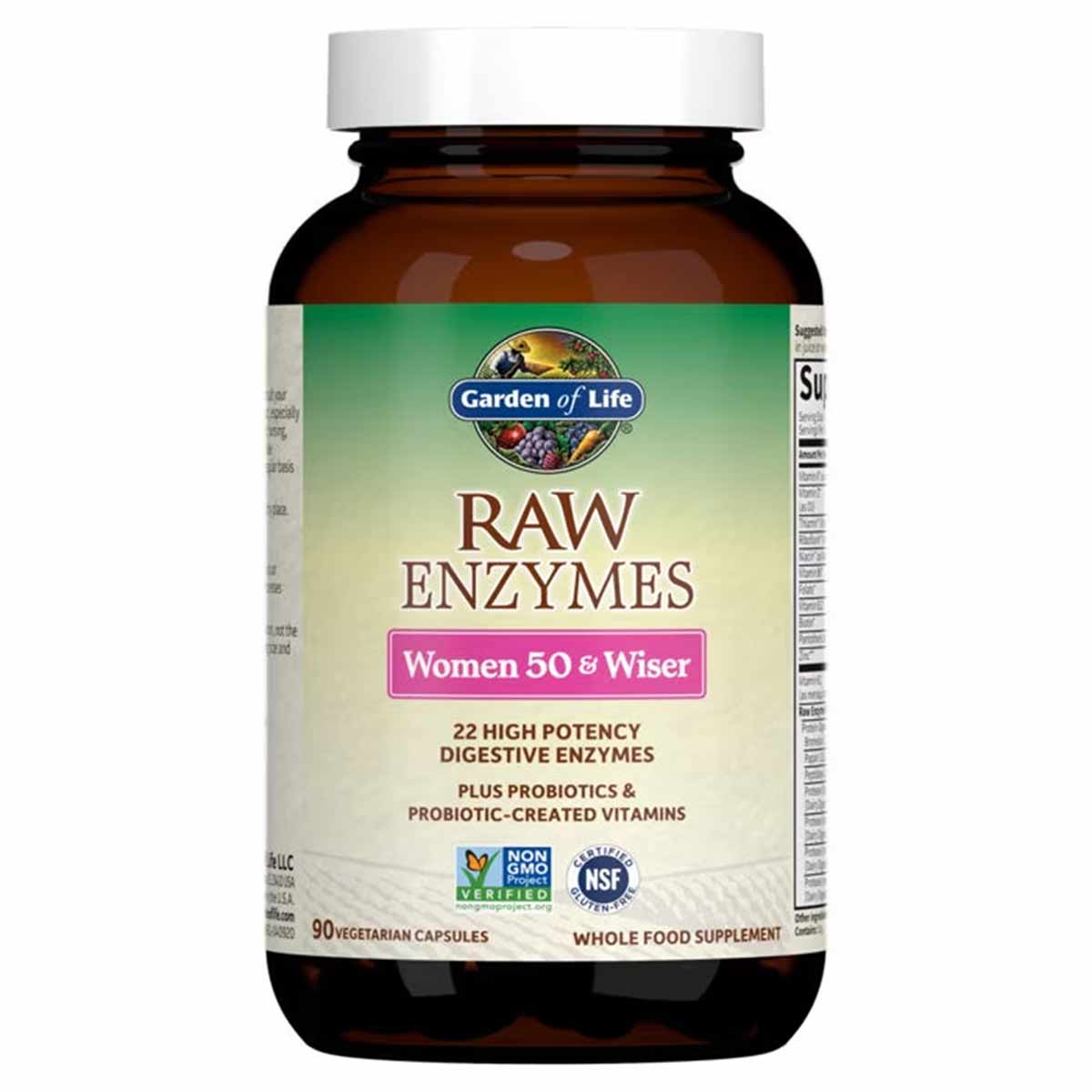 Raw Enzymes Women 50 & Wiser, 90 Veg Capsules, by Garden of Life