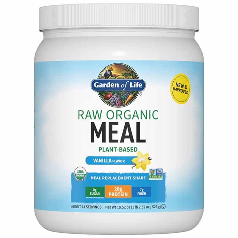 Raw Organic Meal Shake & Meal Replacement, Vanilla, 18.52 Oz, by Garden of Life