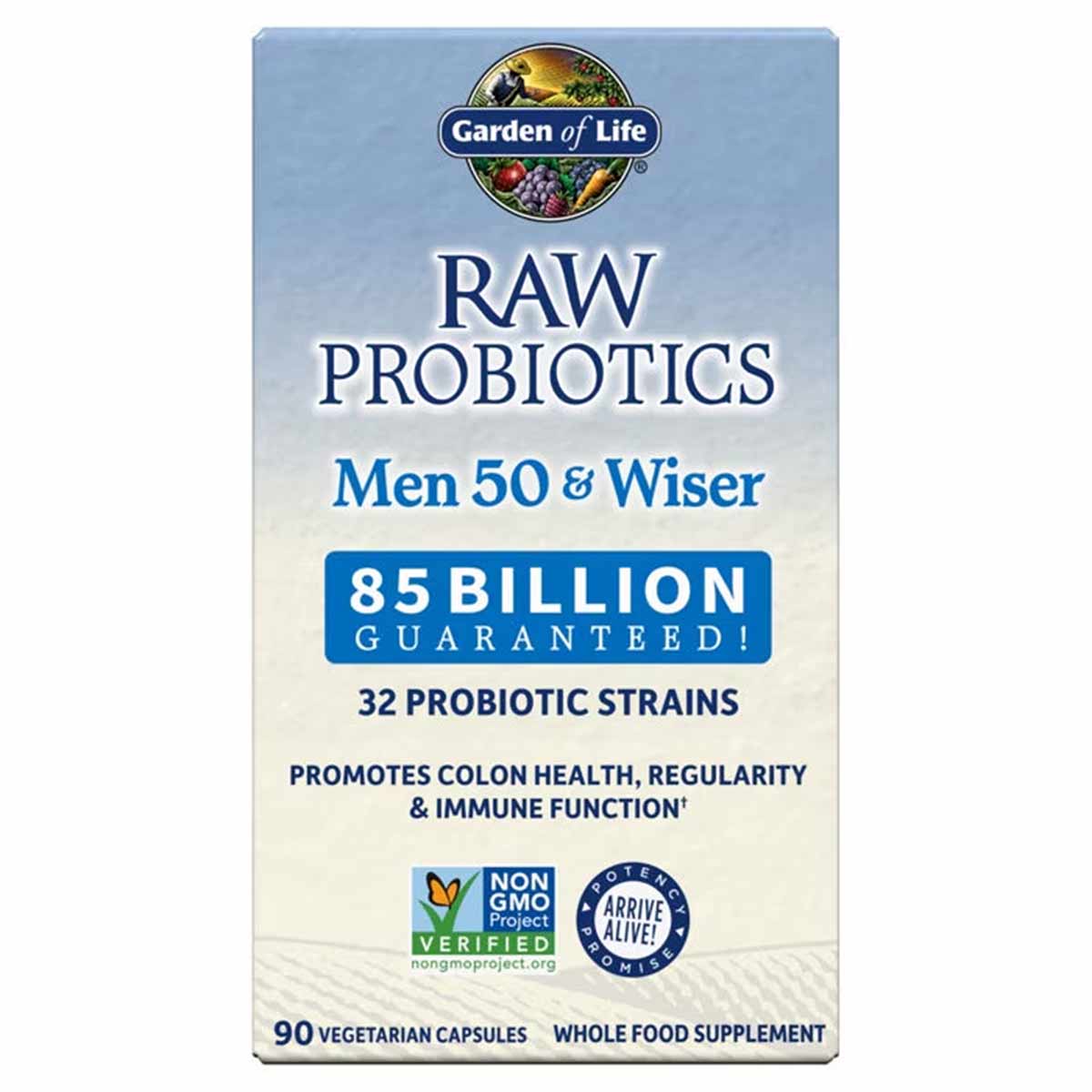 Raw Probiotics Men 50 & Wiser, 90 Veg Capsules, by Garden of Life