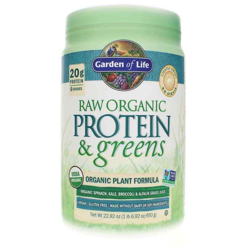 Raw Protein & Greens, Lightly Sweet, 22.92 Oz, by Garden of Life
