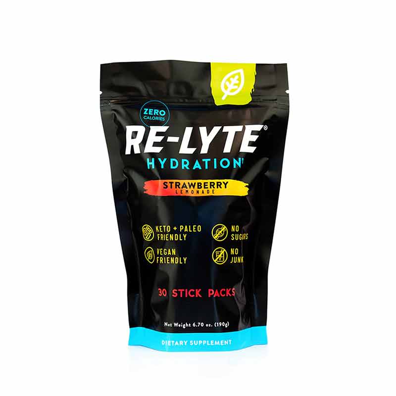 Re-Lyte Hydration Stick Packs, Strawberry Lemonade, 30 Sticks, by Redmond Life