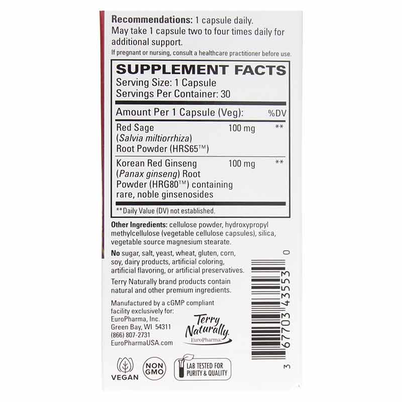 Red Sage Plus with HRG80 Red Ginseng, by Terry Naturally, image #2