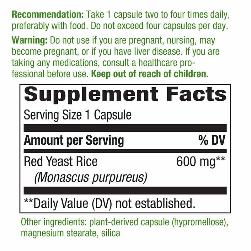 Red Yeast Rice 600 Mg, 120 Veg Capsules, by Natures Way, image #2