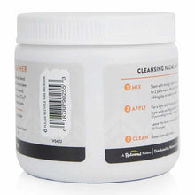 White plastic jar with white screw-top lid containing bentonite clay powder, labeled with usage instructions and Redmond bran