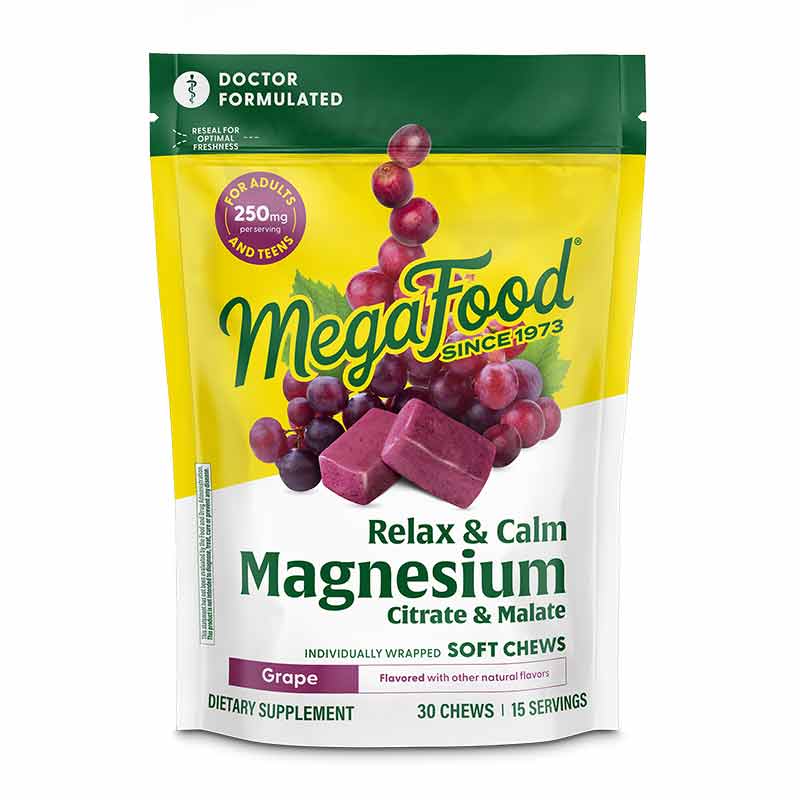 Relax + Calm Magnesium Soft Chews, Grape, 30 Chews, by Megafood