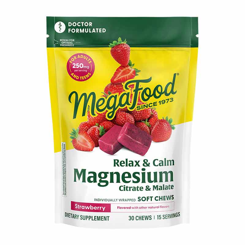 Relax + Calm Magnesium Soft Chews, Strawberry, 30 Chews, by Megafood