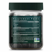 Bottle of Gaia Herbs Relax Gummies with dark green cap and label showing supplement facts and Non-GMO Project Verified certif