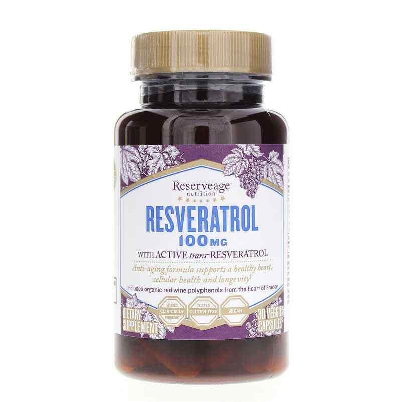 Resveratrol 100 Mg, 30 Veg Capsules, by Reserveage Nutrition
