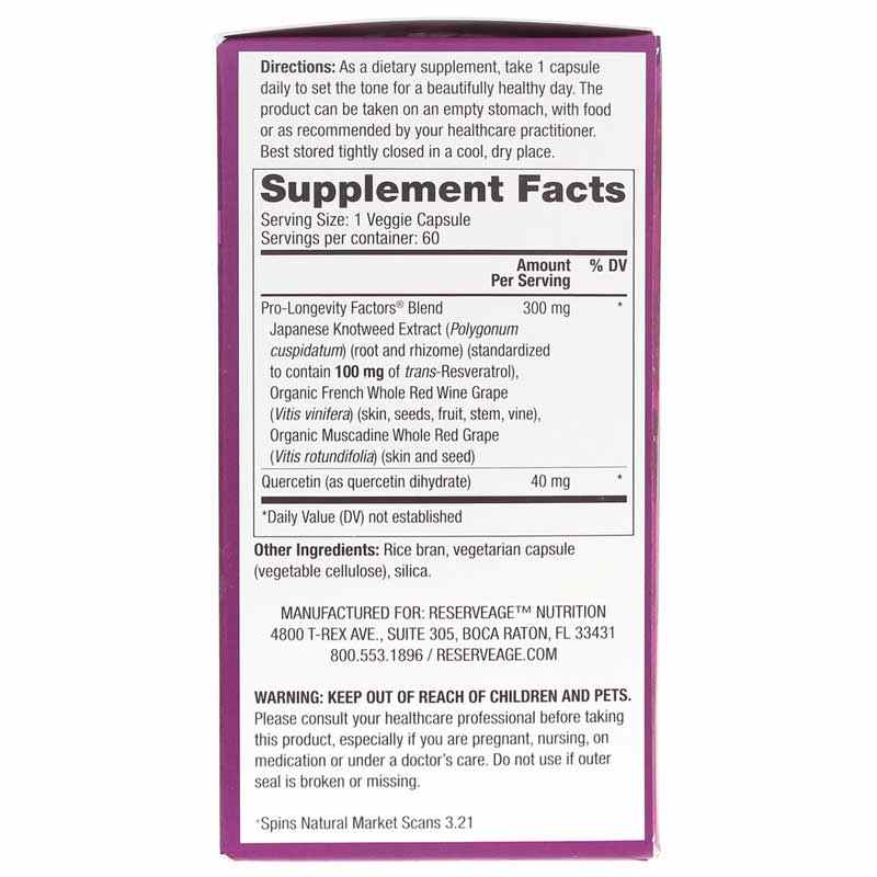 Resveratrol 100 Mg, 60 Veg Capsules, by Reserveage Nutrition, image #2