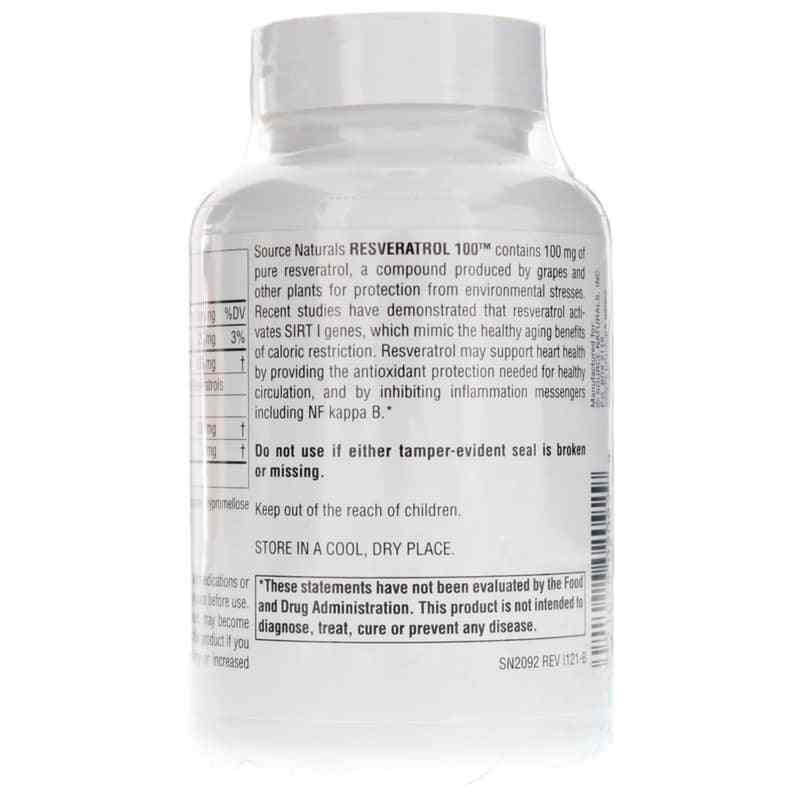 Resveratrol 100 Mg, 120 Veg Capsules, by Source Naturals, image #3
