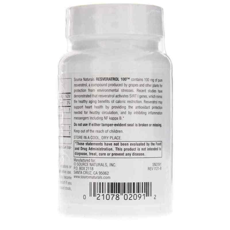 Resveratrol 100 Mg, 60 Veg Capsules, by Source Naturals, image #3
