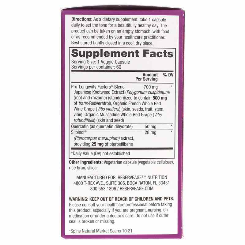 Resveratrol 500 Mg with Pterostilbene, by Reserveage Nutrition, image #2