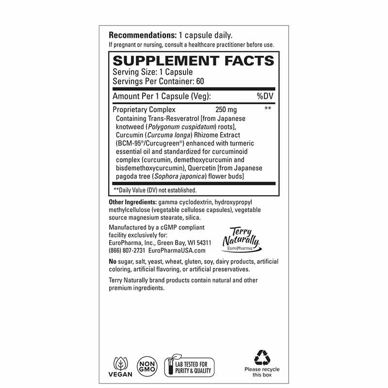 Resveratrol Complex with BCM-95 Curcumin & Quercetin, 60 Capsules, by Terry Naturally, image #3