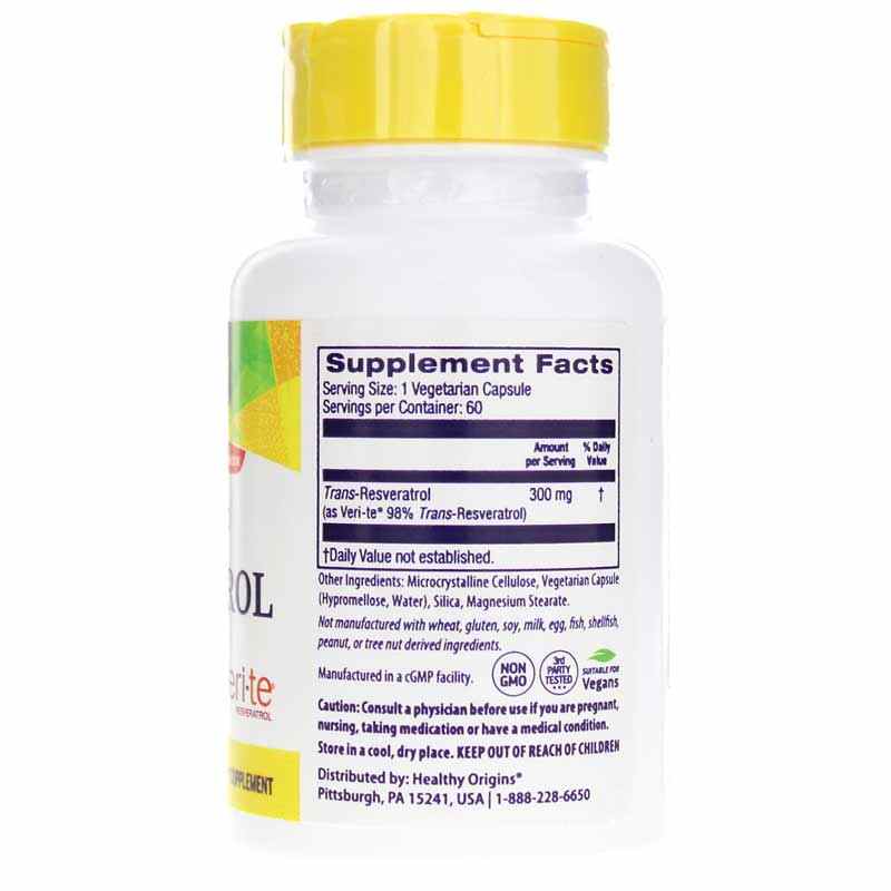 Resveratrol with Red Wine Extract 300 Mg, 60 Veg Capsules, by Healthy Origins, image #2