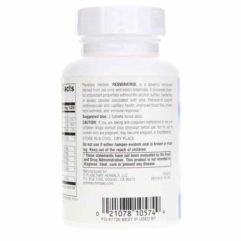 Resveratrol with Red Wine Extract, 60 Tablets, by Planetary Herbals, image #3