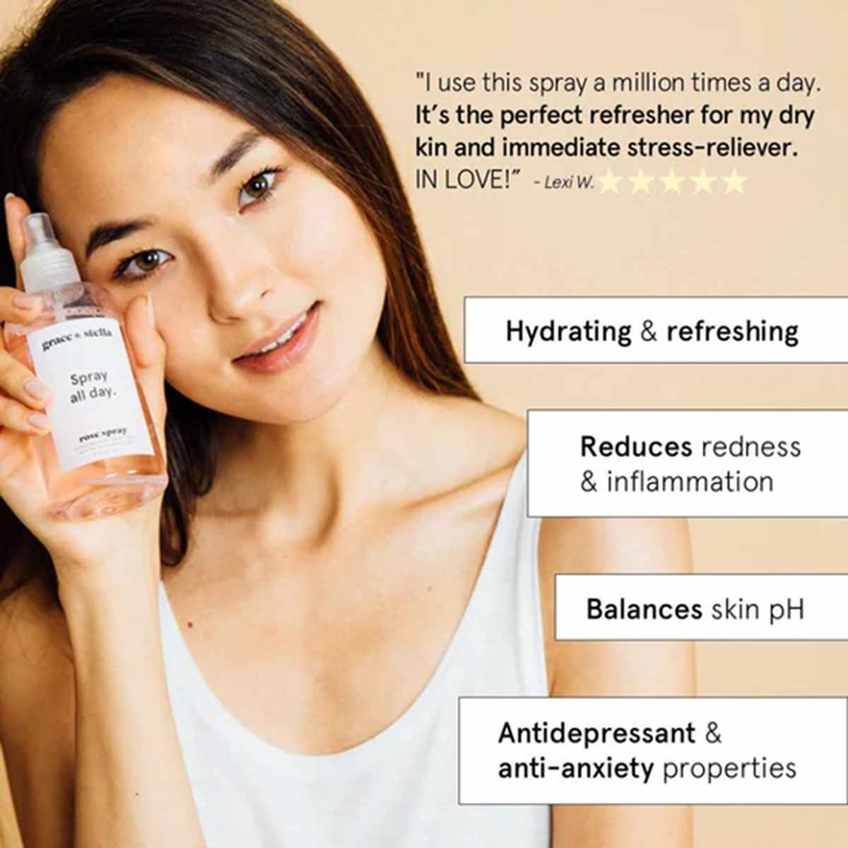 Rose Hydrating Facial Spray, 8.11 Oz, by Grace & Stella