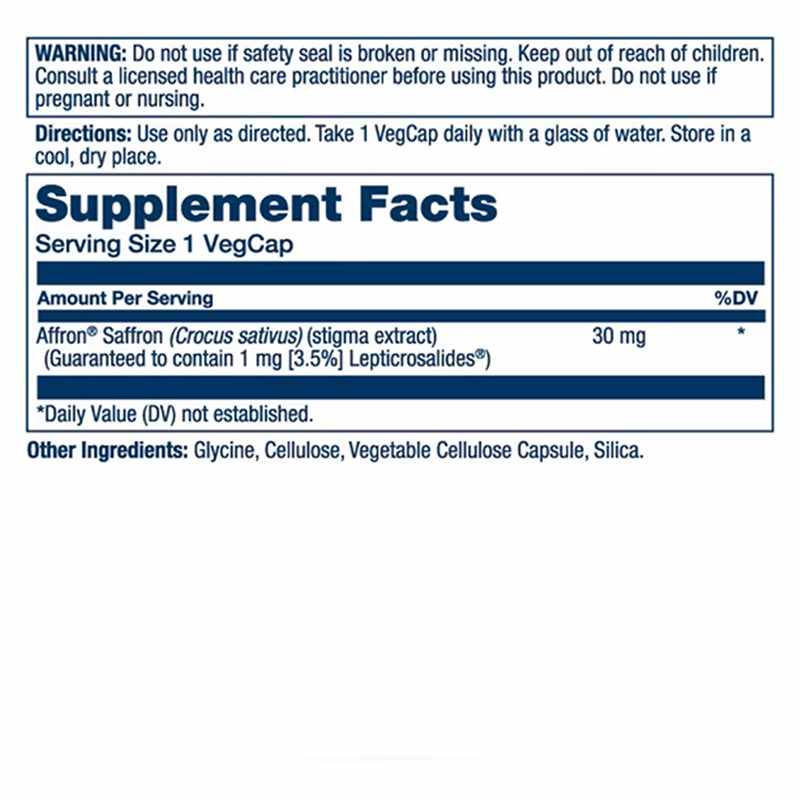 Saffron Extract, 30 Veg Capsules, by Solaray, image #2
