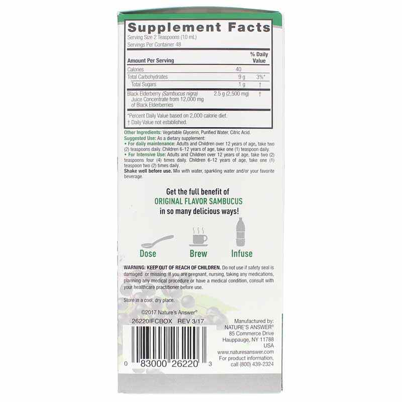 Sambucus Black Elderberry Extract, 16 Oz, by Natures Answer, image #2