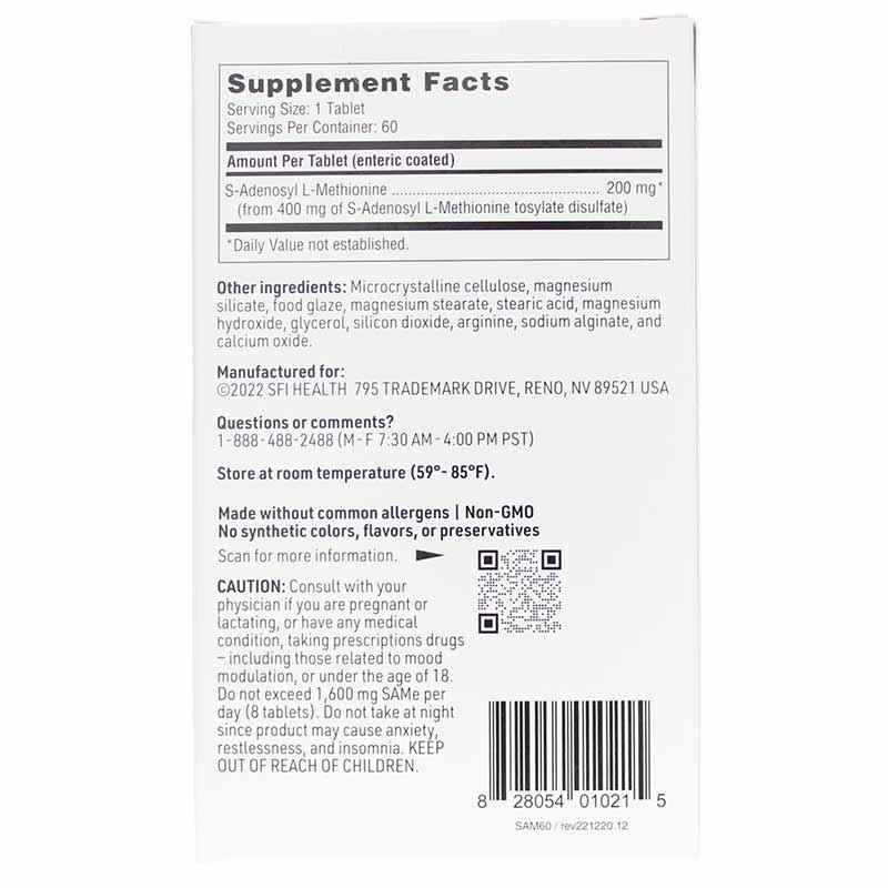 SAMe 200, 60 Tablets, by SFI Health, image #3