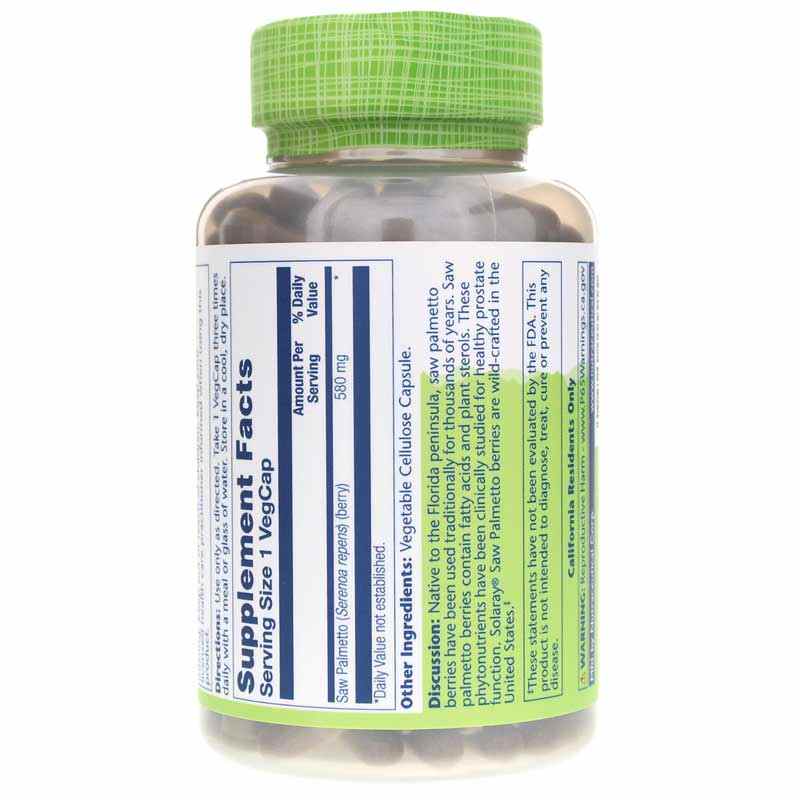 Saw Palmetto 580 Mg, 180 Veg Capsules, by Solaray, image #3