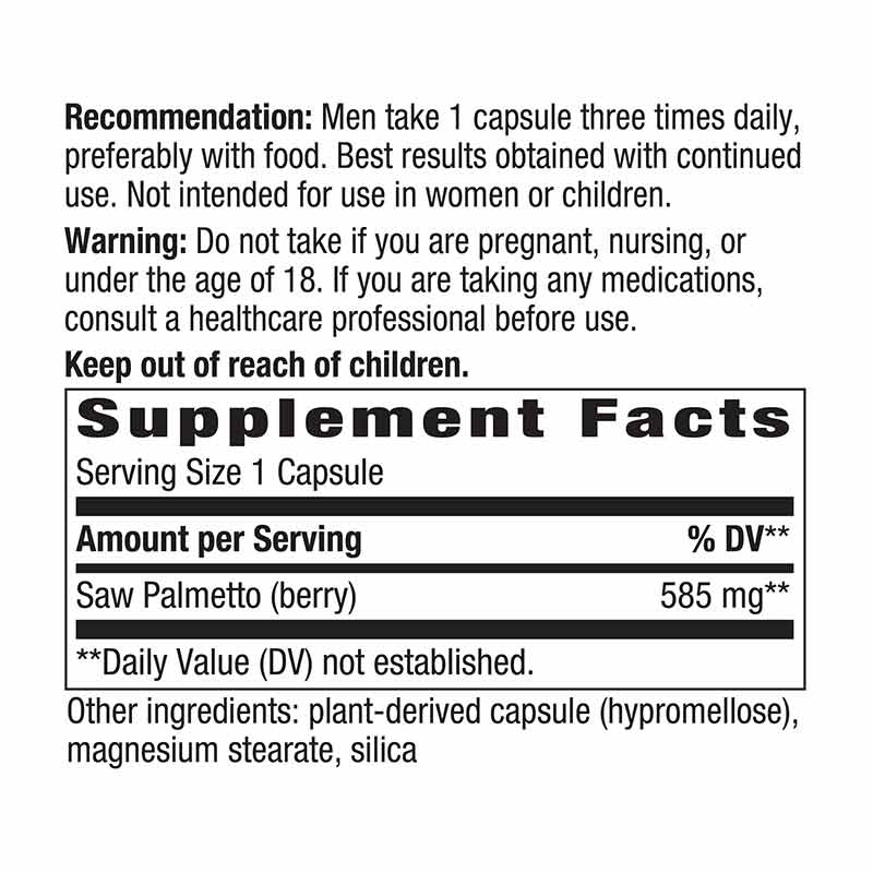 Saw Palmetto Berries, 100 Vegan Capsules, by Natures Way, image #2