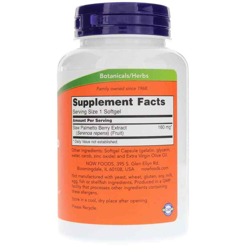 Saw Palmetto Extract 160 Mg, 240 Softgels, by NOW Foods, image #2