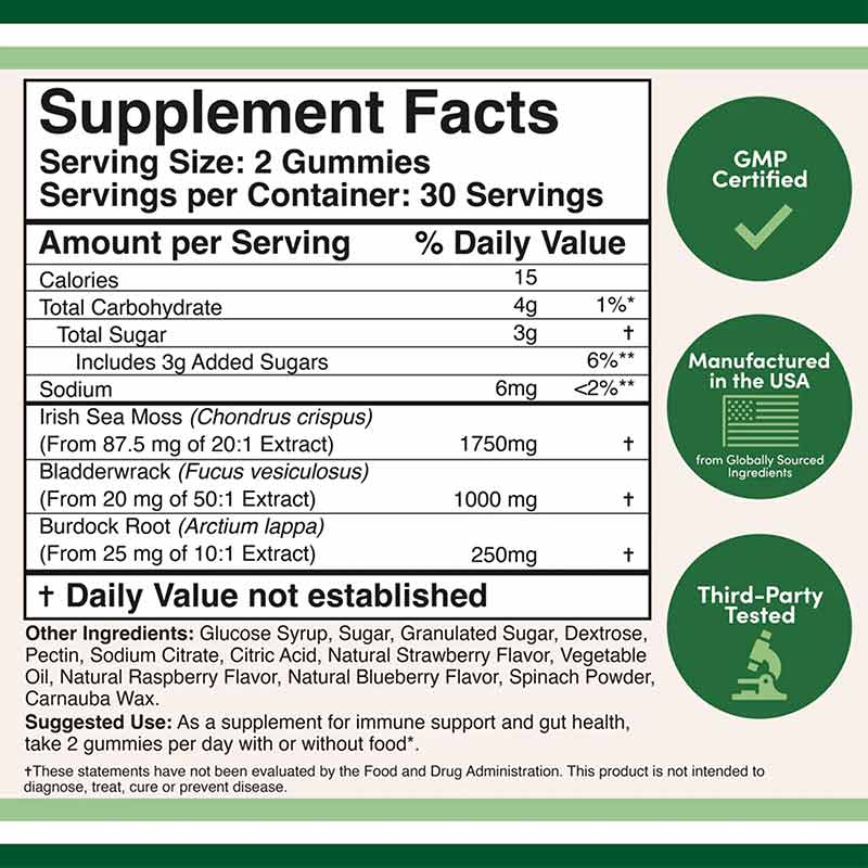 Sea Moss Gummies, 60 Gummies, by Double Wood Supplements, image #4