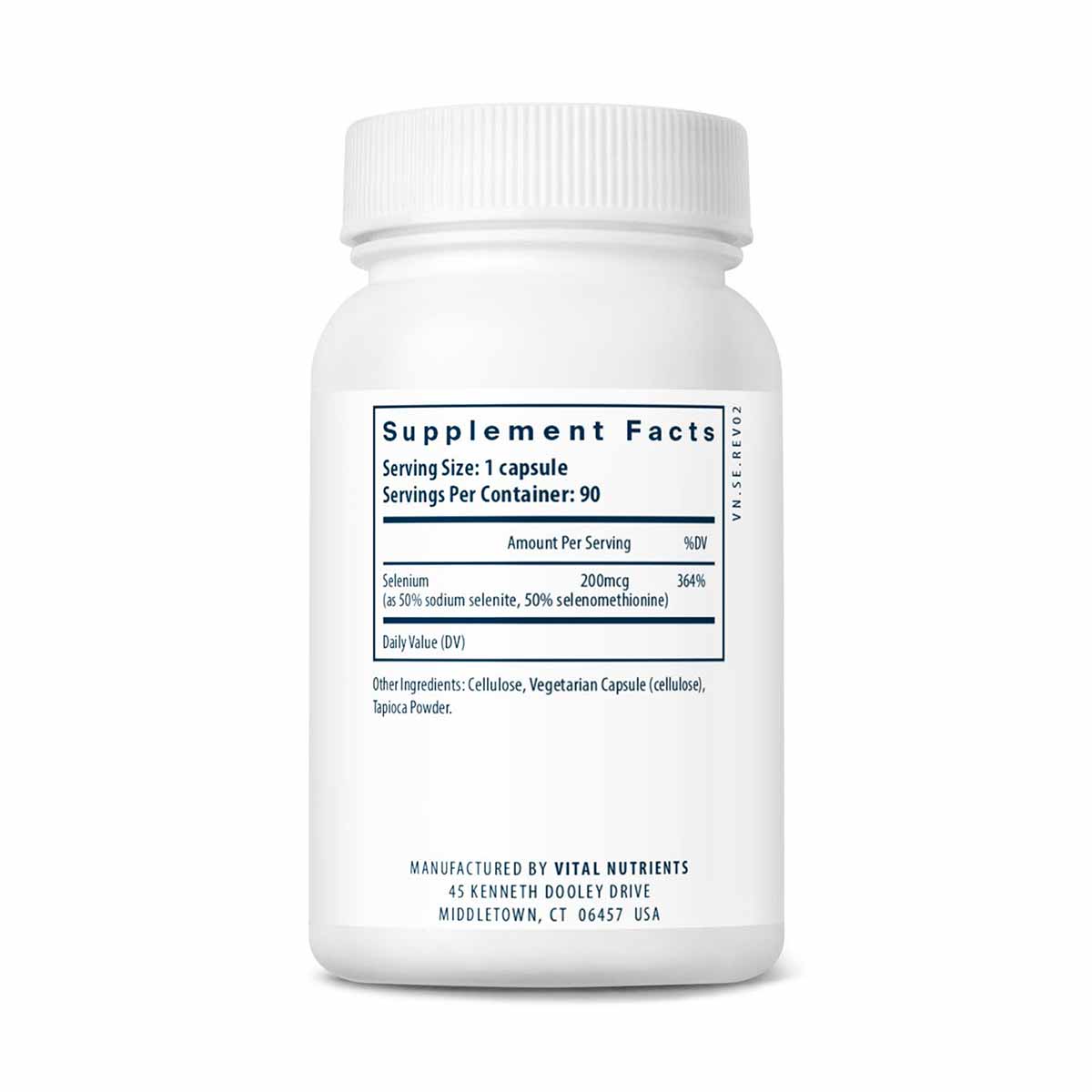 Selenium 200 Mcg, 90 Veg Capsules, by Vital Nutrients