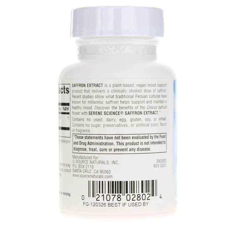 Serene Science Saffron Extract, 60 Tablets, by Source Naturals, image #3