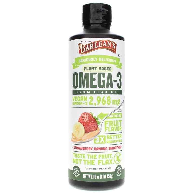 Omega-3 from Flax Oil, Strawberry Banana, 16 Oz, by Barleans Organic Oils