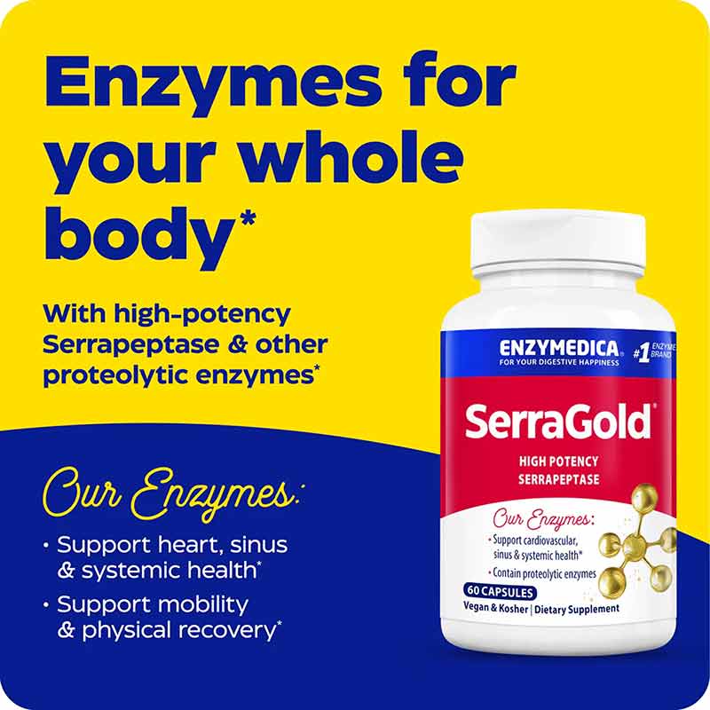 Serra Gold, 120 Capsules, by Enzymedica, image #3