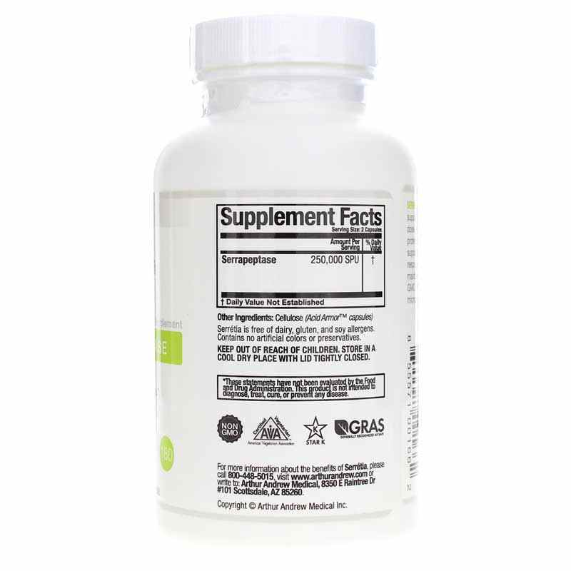 Serretia Pure Serrapeptase, 180 Capsules, by Arthur Andrew Medical, image #2