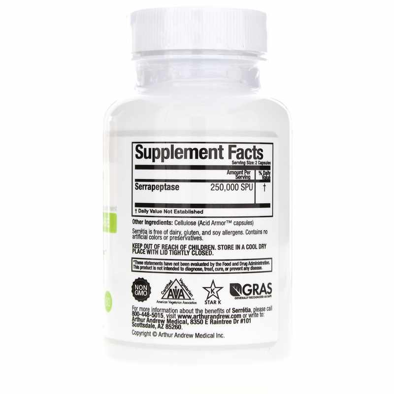 Serretia Pure Serrapeptase, 60 Capsules, by Arthur Andrew Medical, image #2