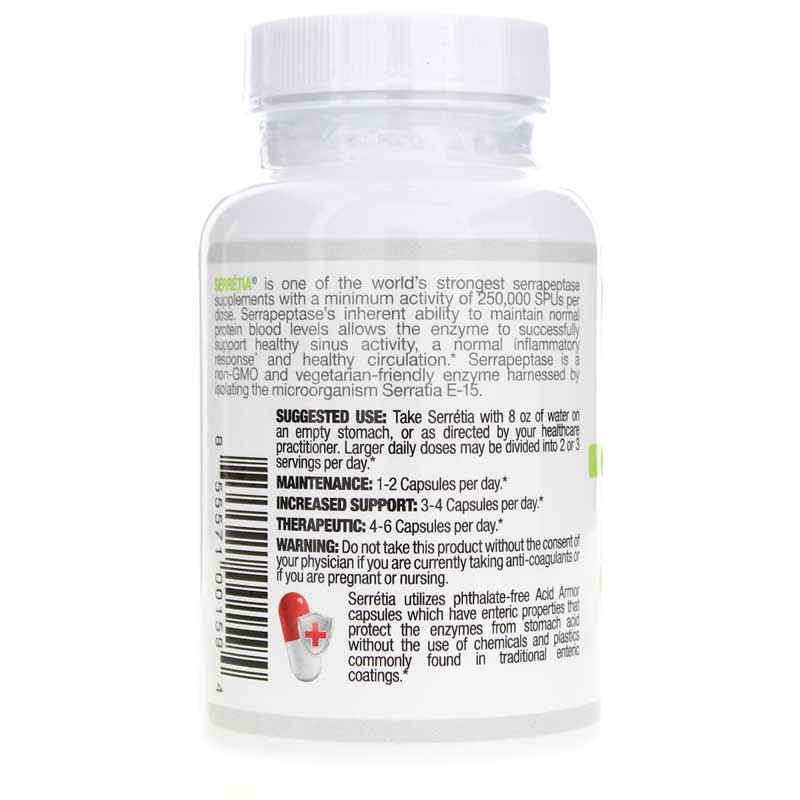 Serretia Pure Serrapeptase, 90 Capsules, by Arthur Andrew Medical, image #3
